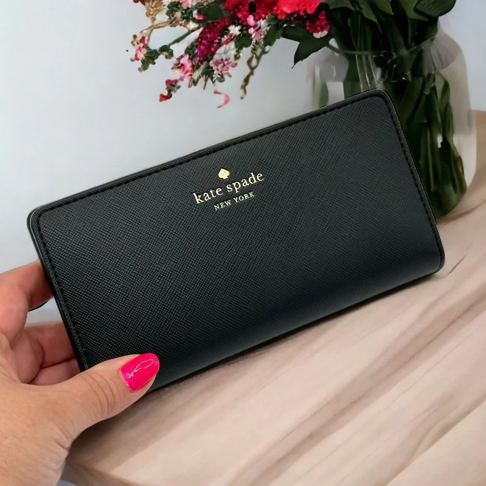NWT Kate Spade Dana Large Slim Bifold Wallet - Black